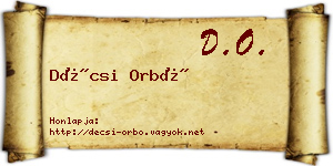 Décsi Orbó névjegykártya